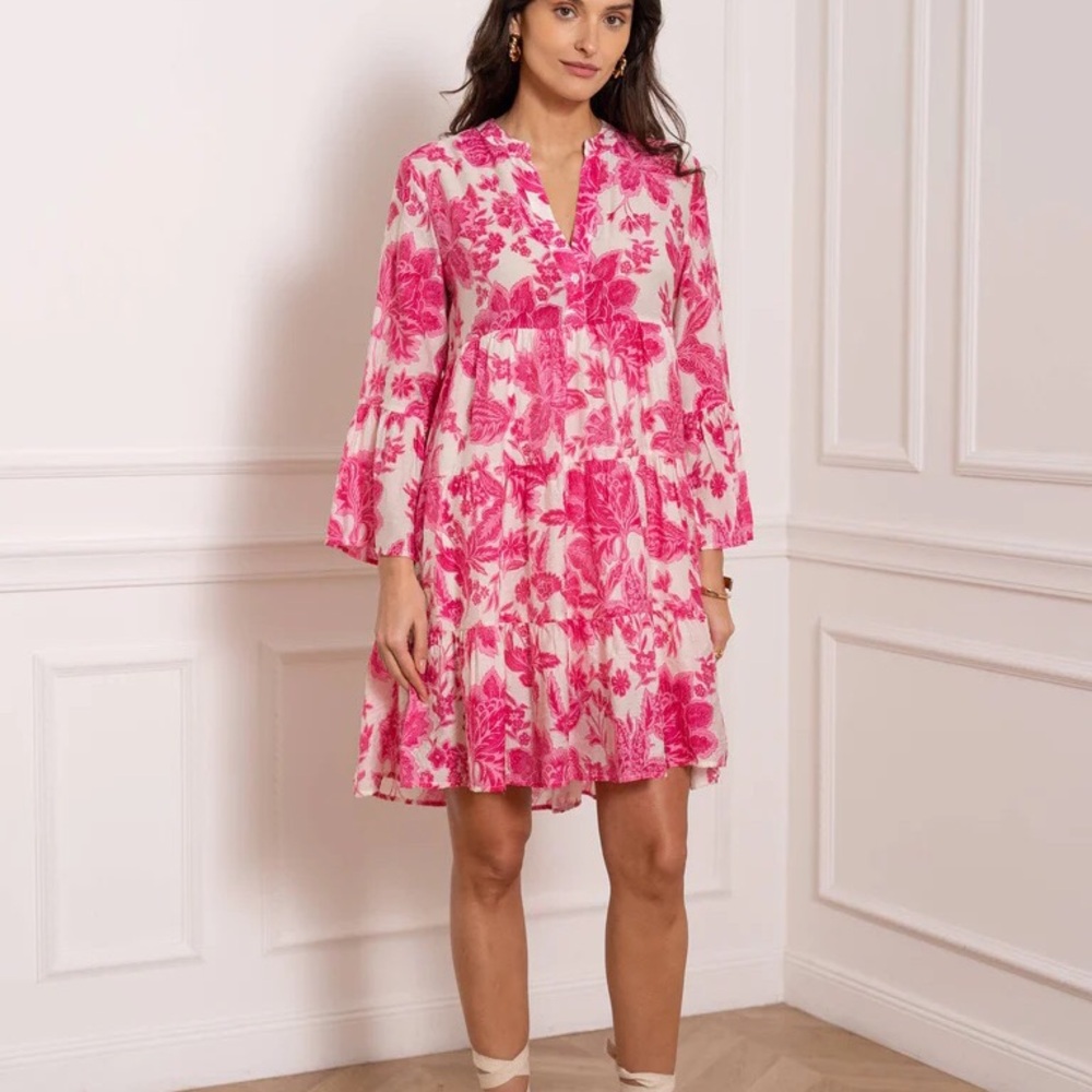 Floral Pink and White Dress